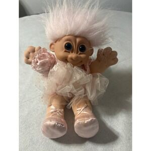 Russ Troll Doll Ballerina Pink Tutu Ballet Shoes Fluffy Hair Blue Eyes